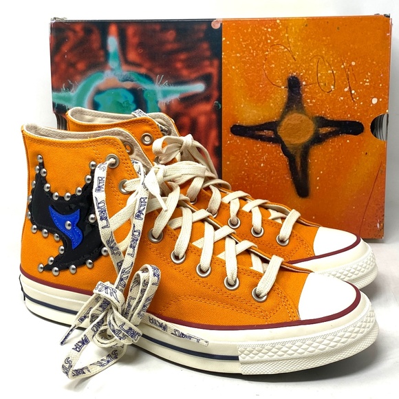 Converse x Come Tees Chuck 70 Shoes Orange Canvas Women Sneakers High A01762C - Picture 2 of 11